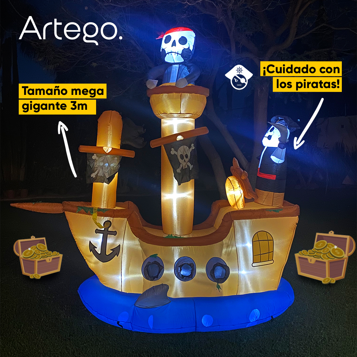 Inflable hallowen barco pirata MEGA GIGANTE pirate ship piratas - 3m