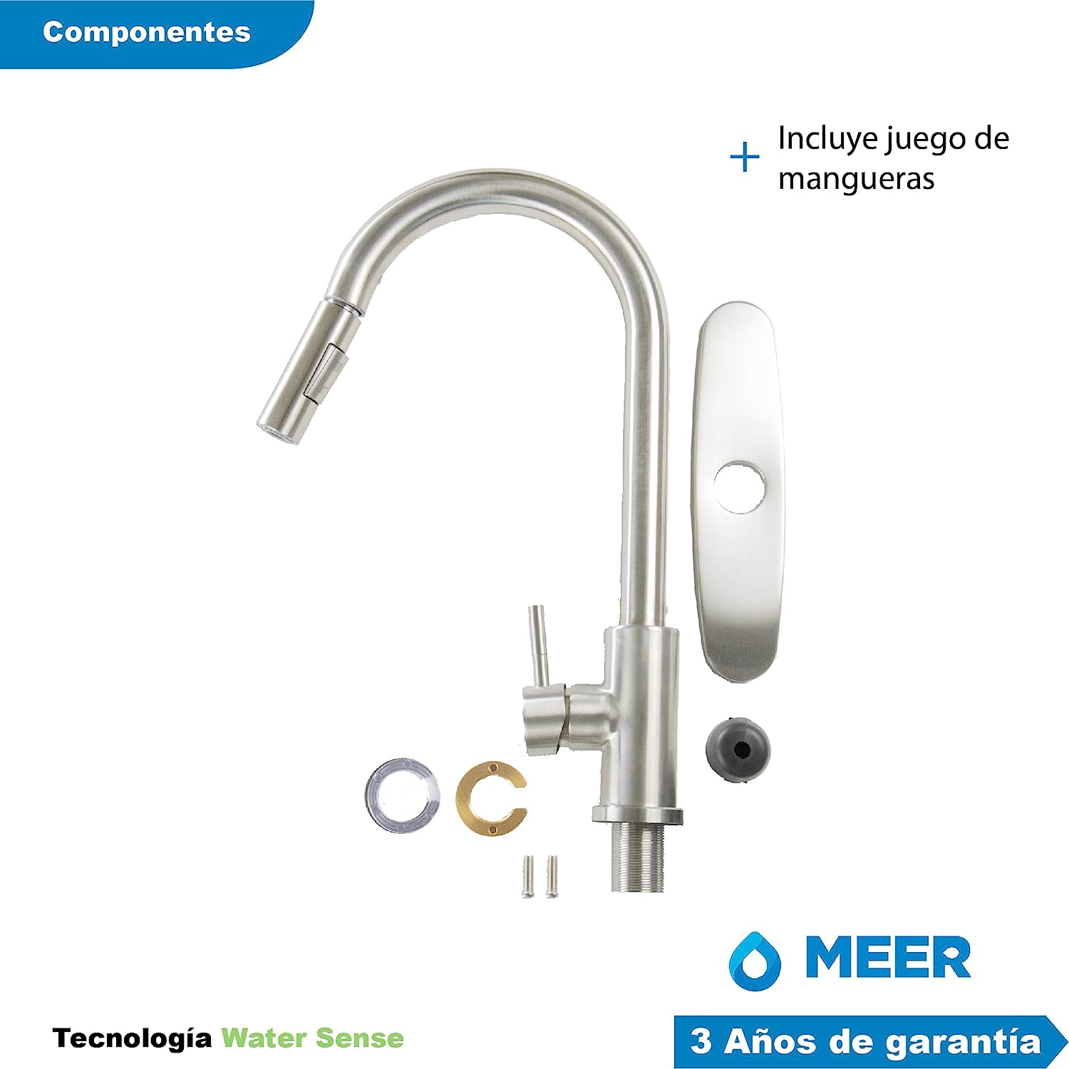 CNX Kit de Tarja doble tina y Mezcladora Monomando de Acero Inoxidable Satinado