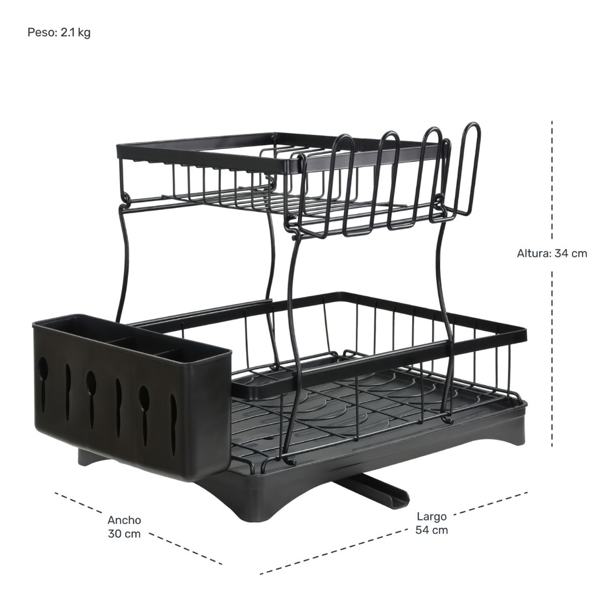 Escurridor Trastes Platos 2 Niveles Bandejas Extraibles 360