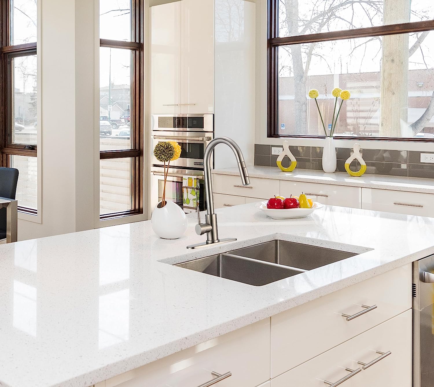 CNX Kit de Mezcladora de Cocina y Tarja Doble en Acero Inoxidable Satinado