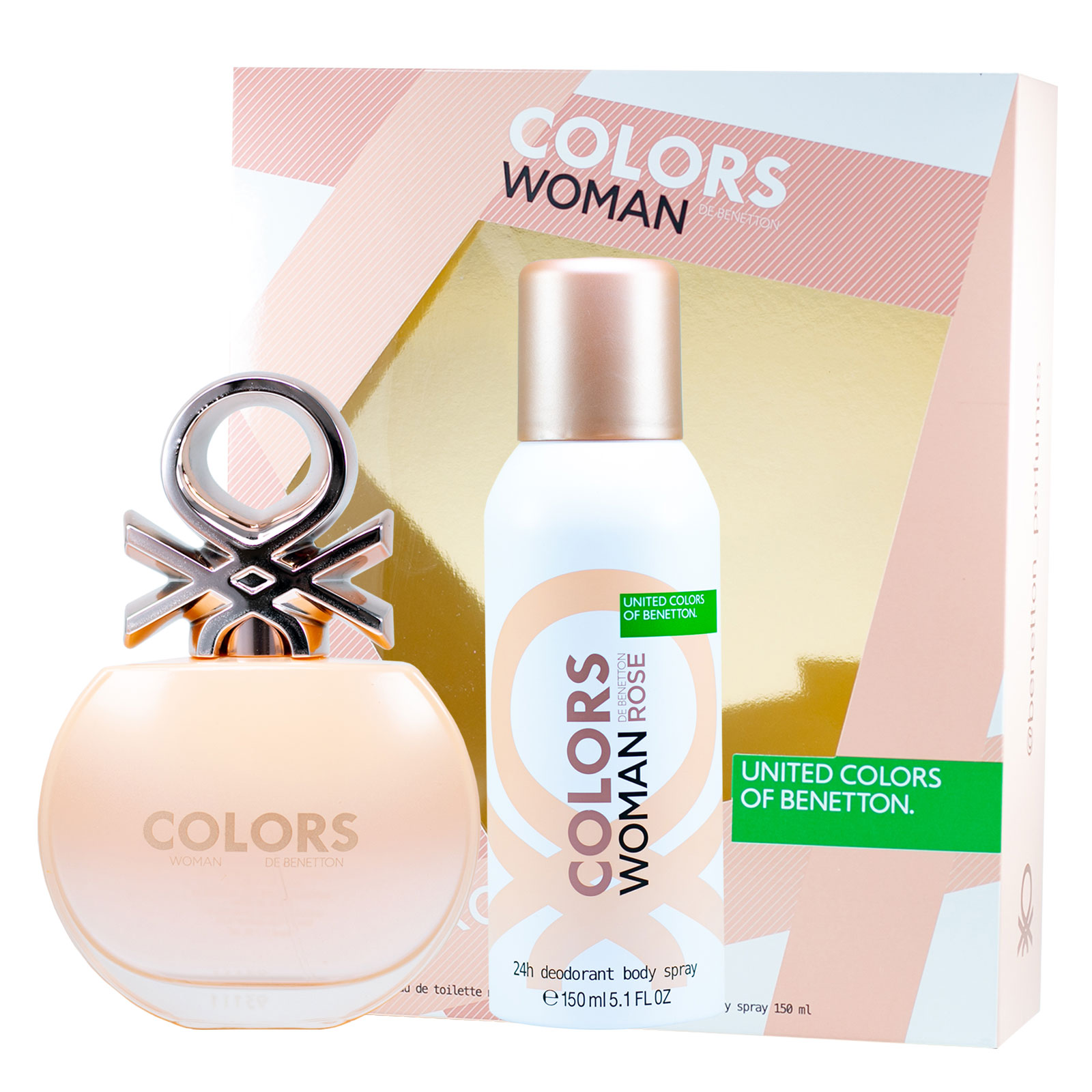 Set United Colors of Benetton Colors de Benetton Woman Rose EDT 80ml + Desodorante 150ml