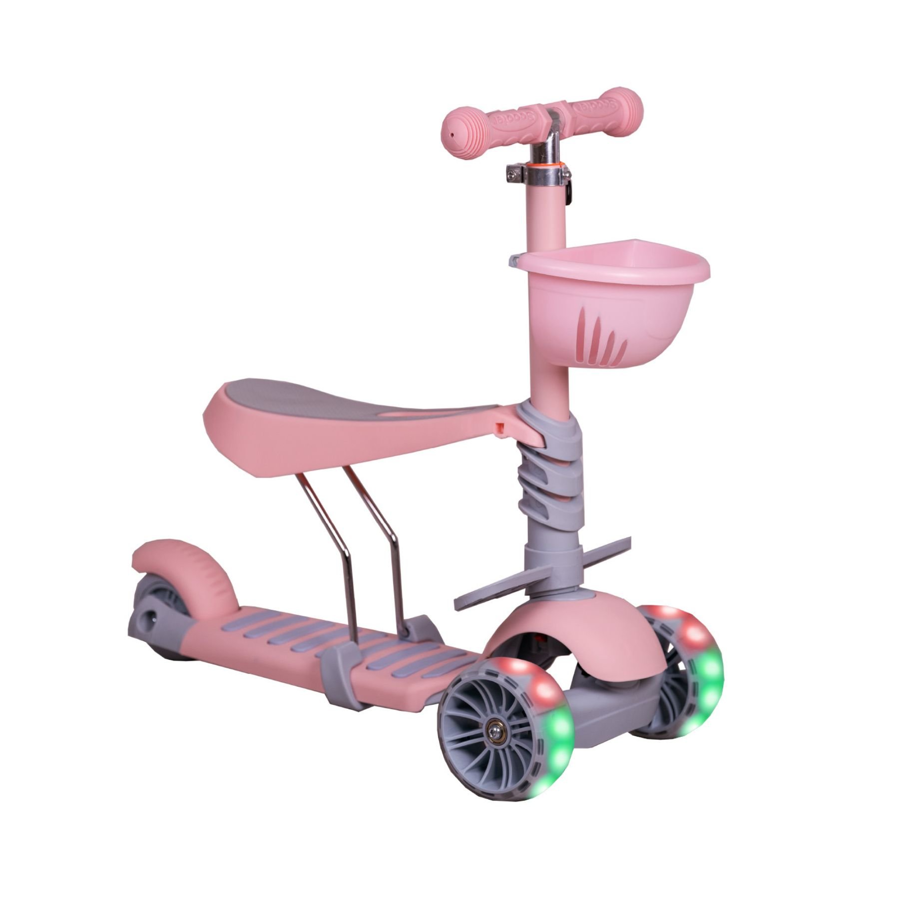 Patineta scooter con canasta monopatin con luces y sonidos para niña y niño  - Canela Hogar