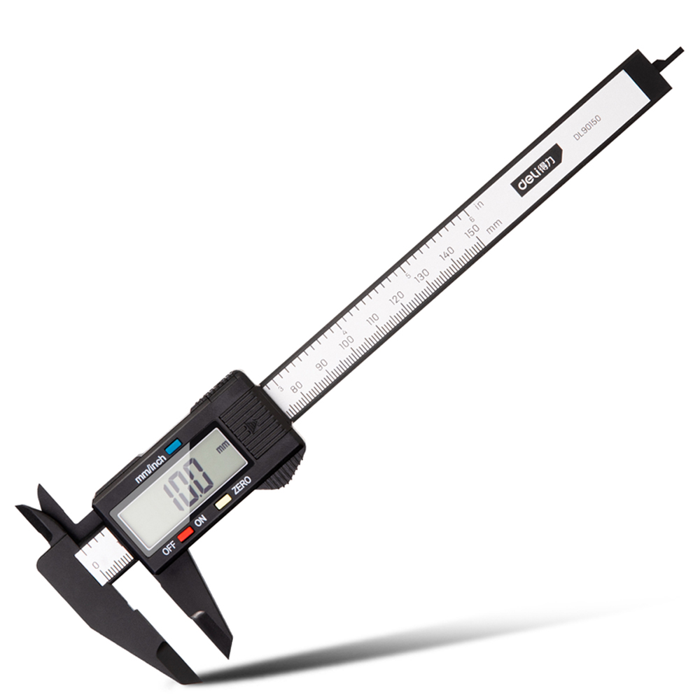 Calibrador Vernier Digital Deli con Regla de 0-150mm Medición Métrica y Pulgadas