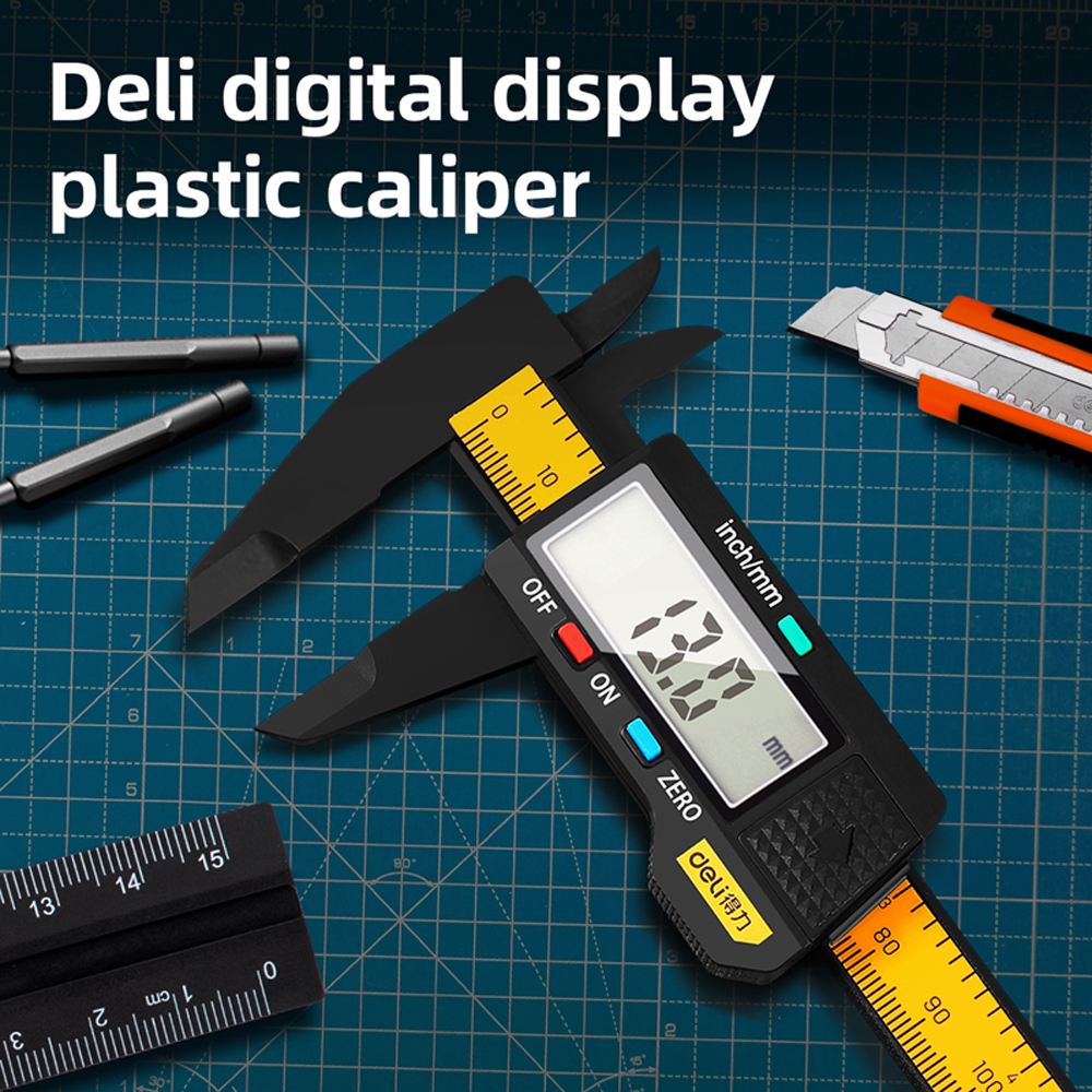 Calibrador Vernier Digital Deli con Regla de 0-150mm Medición Métrica y Pulgadas
