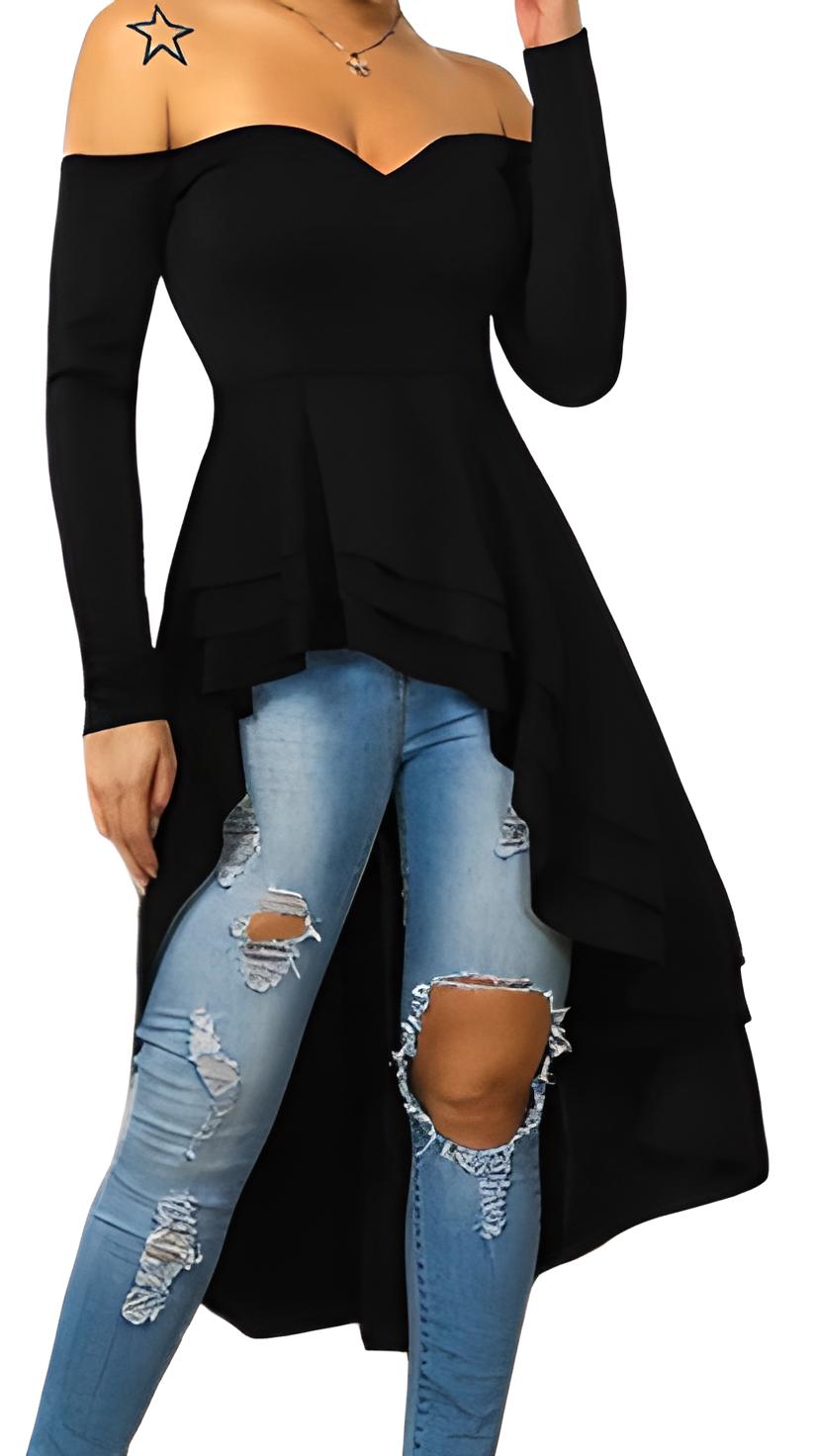 Maxi Blusa de moda juvenil elegante mujer dama xally 28 escote corazón manga ajustada larga