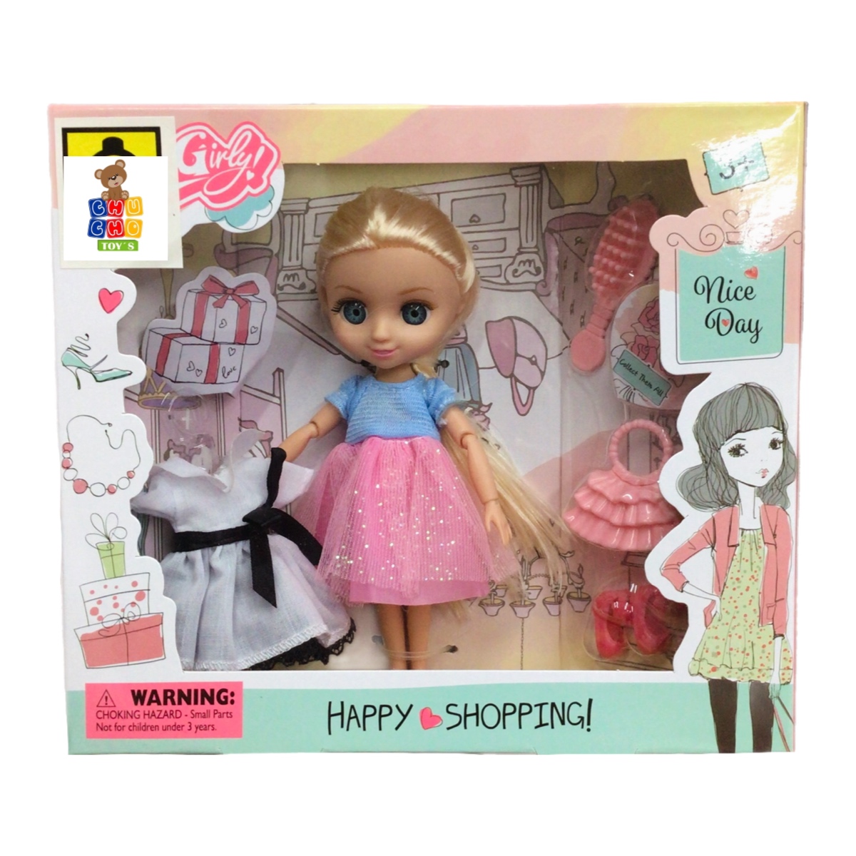 Muñeca Articulada Con Accesorios Juguete Happy Shoping
