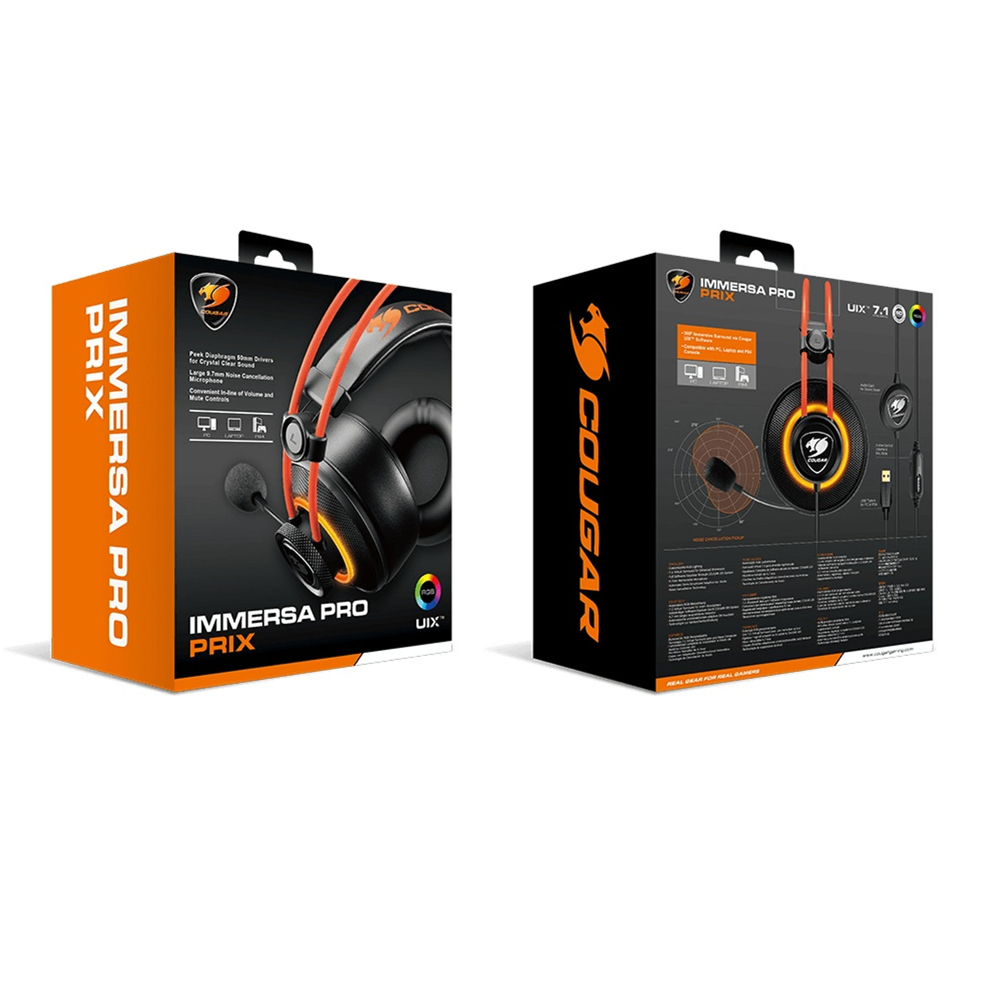 Audífonos Gamer Cougar Immersa TI Alámbrico 3.5mm Negro/Naranja