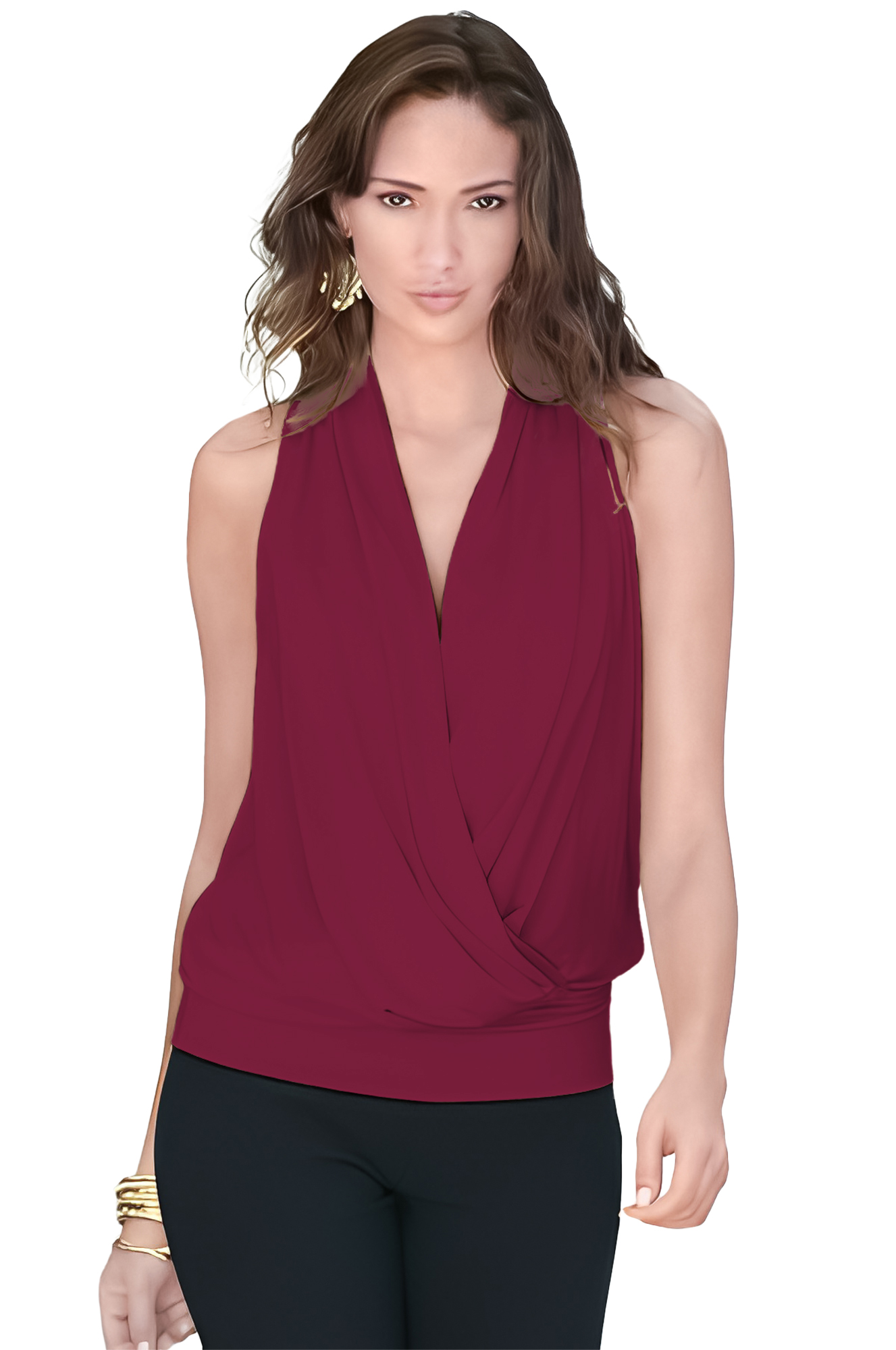 Blusa cruzada de moda casual elegante mujer dama xally 78 escote v