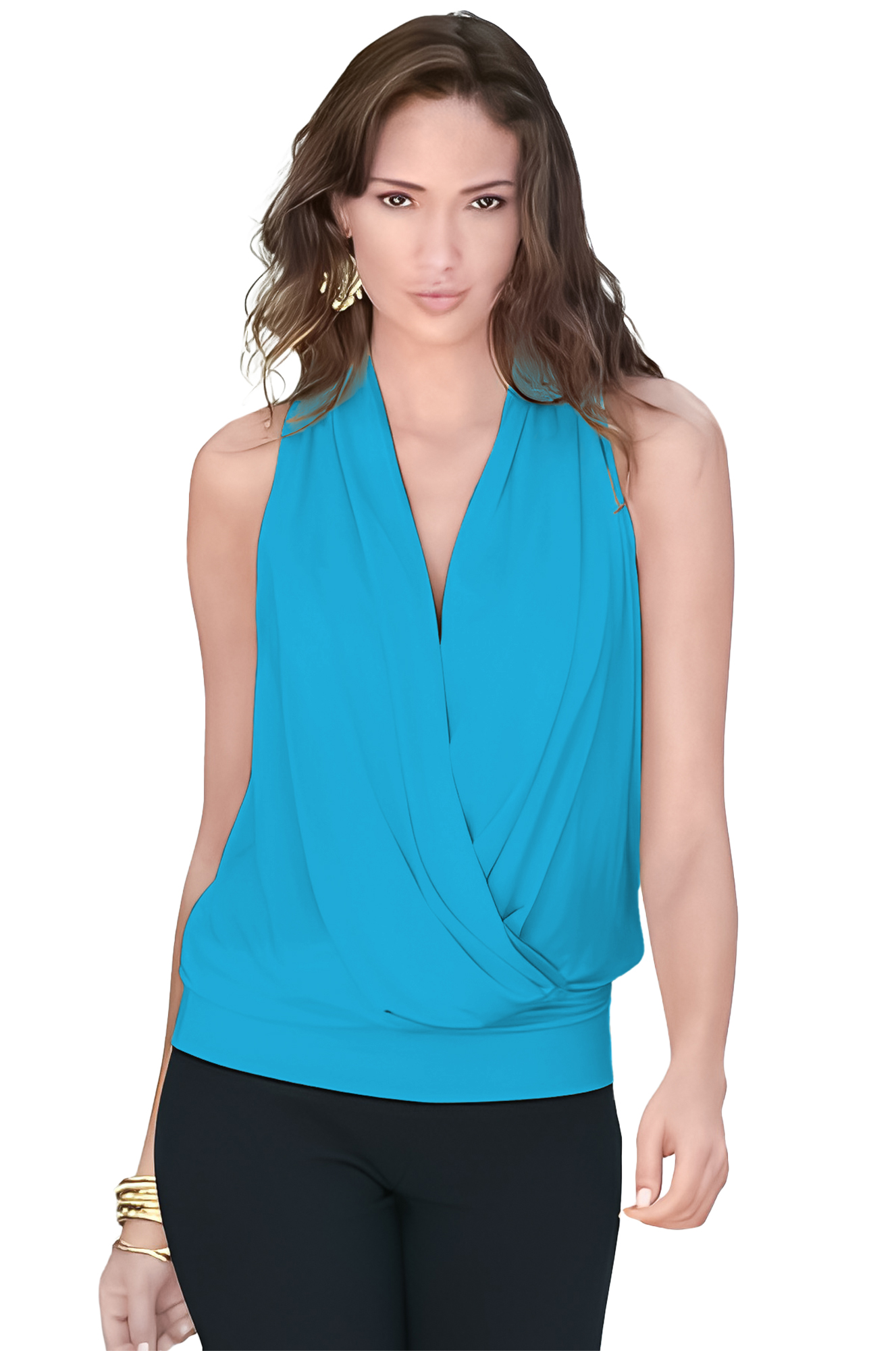 Blusa cruzada de moda casual elegante mujer dama xally 78 escote v