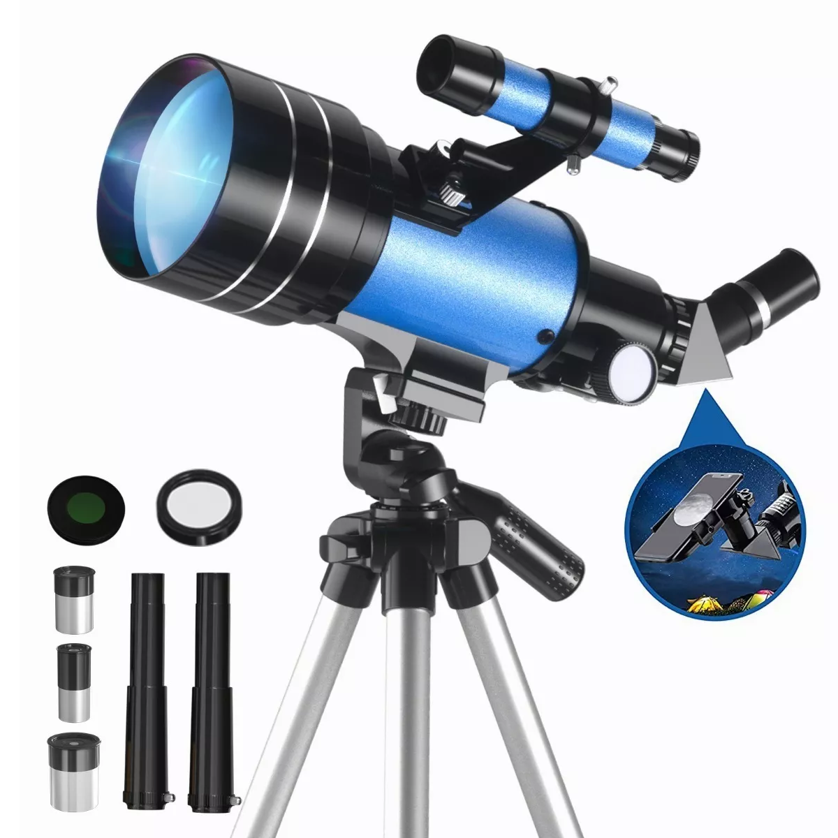 Telescopio Astronómico Profesional 70/300mm Monocular 150x