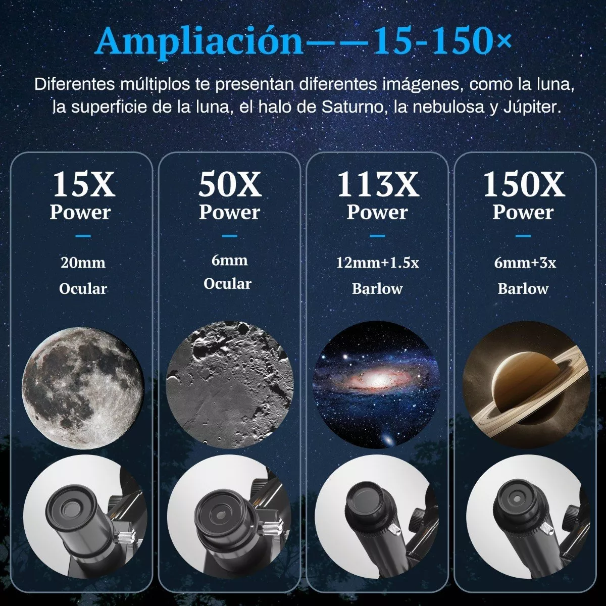 Telescopio Astronómico Profesional 70/300mm Monocular 150x