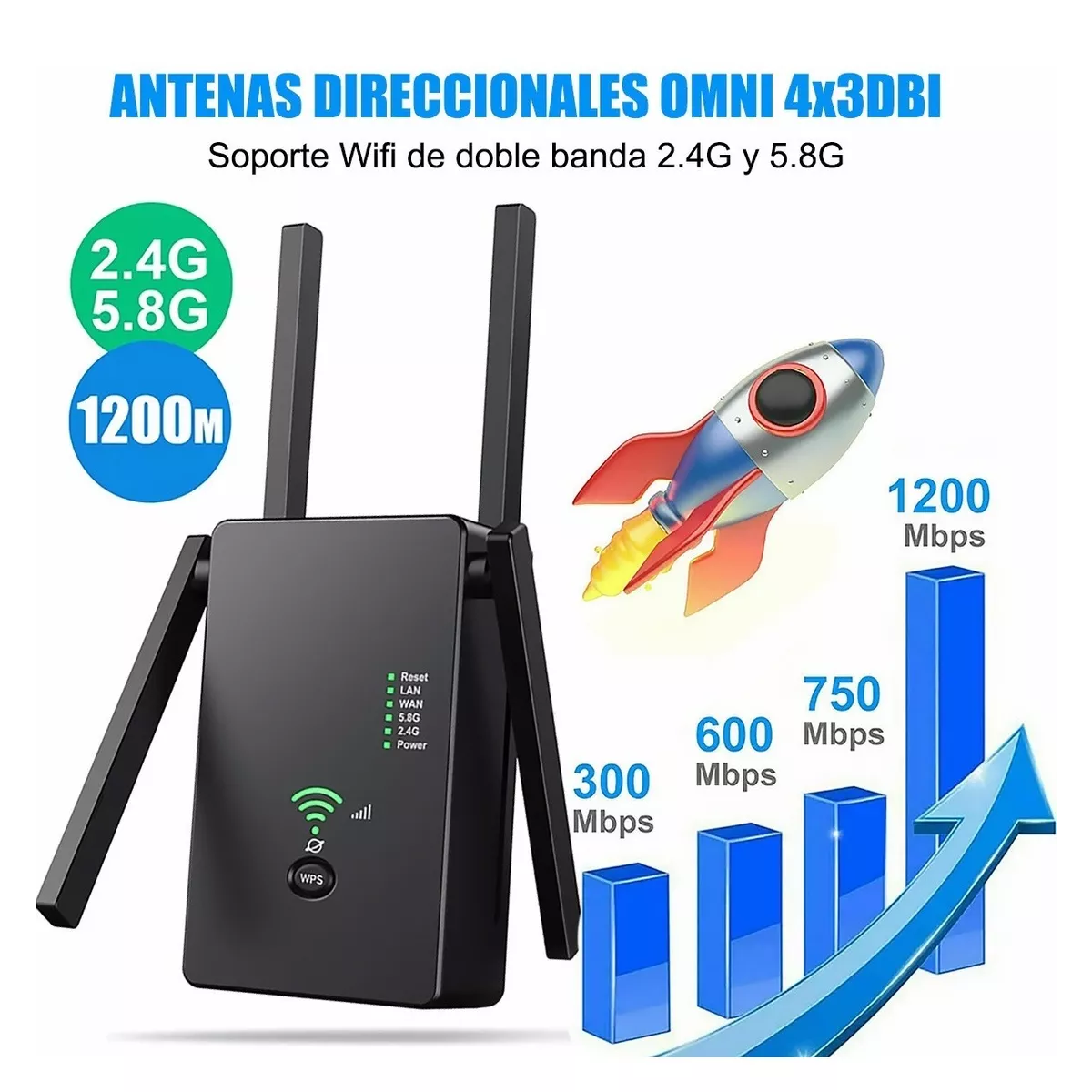Repetidor Wifi Amplificador Señal 1200mbps 110/230v Wps