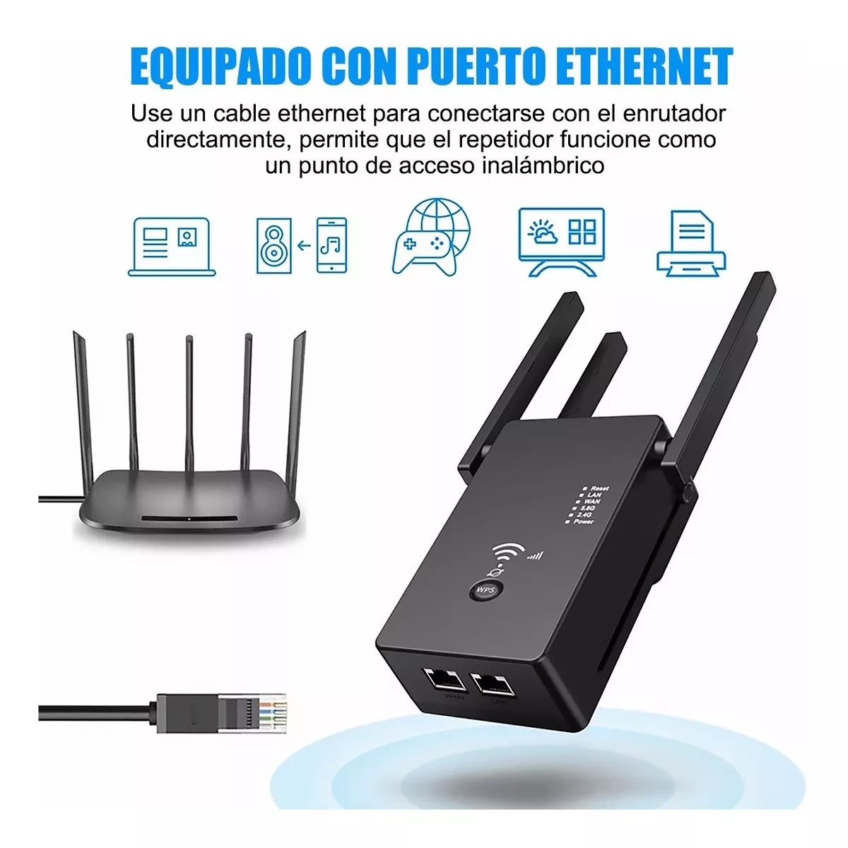 Repetidor Wifi Amplificador Señal 1200mbps 110/230v Wps
