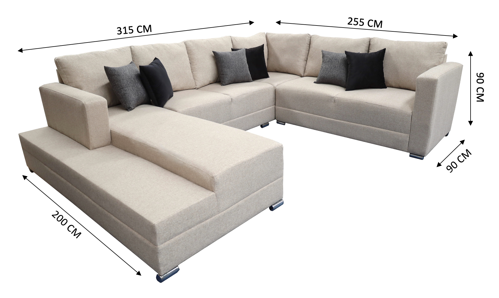 Sala Esquinera en U Corbel Beige, 4 salas en 1, 200x315x255 cm, El Bazar Store