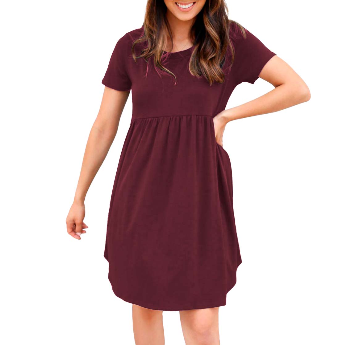 Vestido canesu cintura alta casual fresco verano corto dama mujer xally 124 cuello redondo manga corta