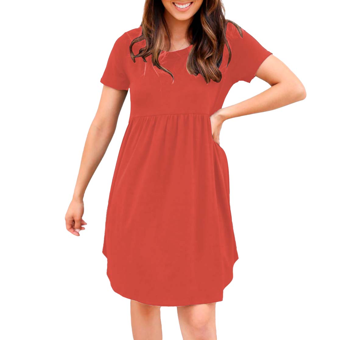 Vestido canesu cintura alta casual fresco verano corto dama mujer xally 124 cuello redondo manga corta