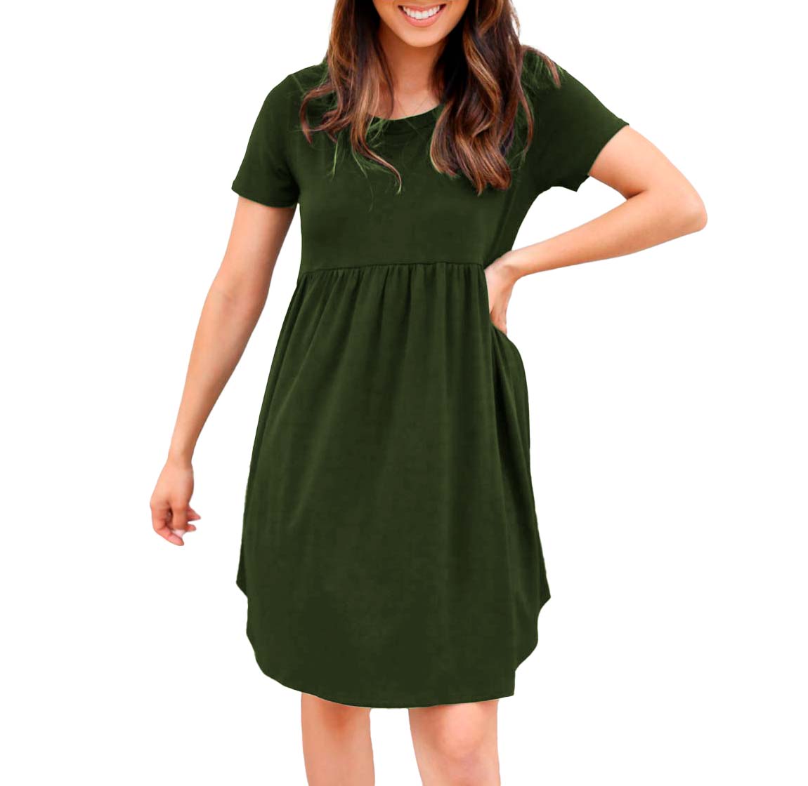 Vestido canesu cintura alta casual fresco verano corto dama mujer xally 124 cuello redondo manga corta