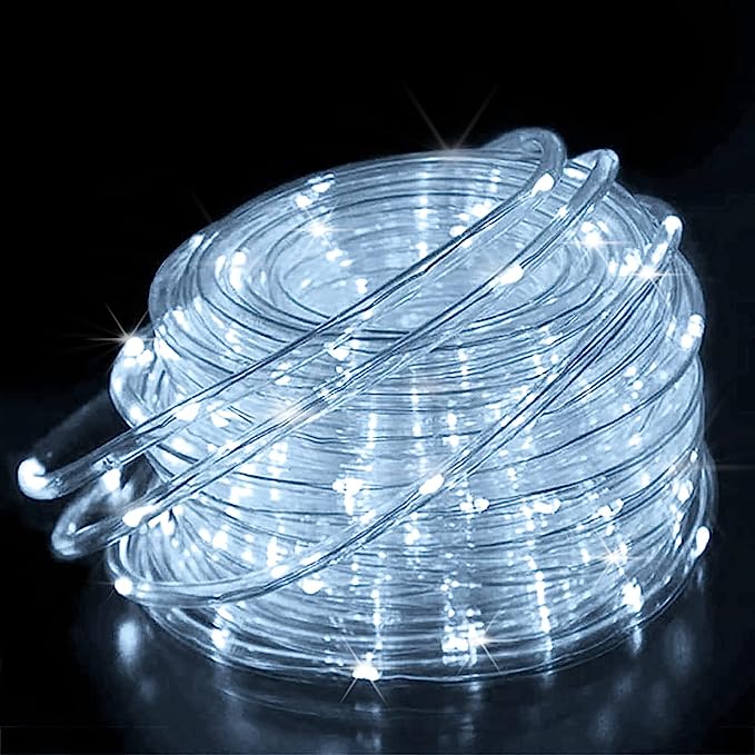 Manguera LED, Tubo flexible transparente con 180 Luces LED, 8 modos de iluminacion (Blanco Frio)