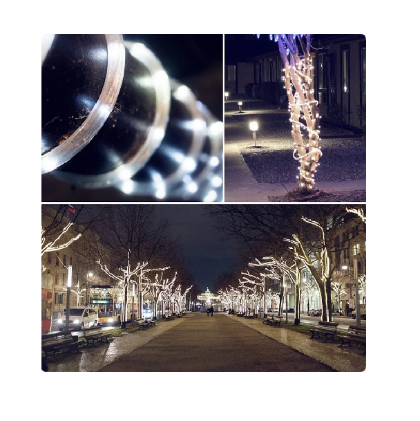 Manguera LED, Tubo flexible transparente con 180 Luces LED, 8 modos de iluminacion (Blanco Frio)