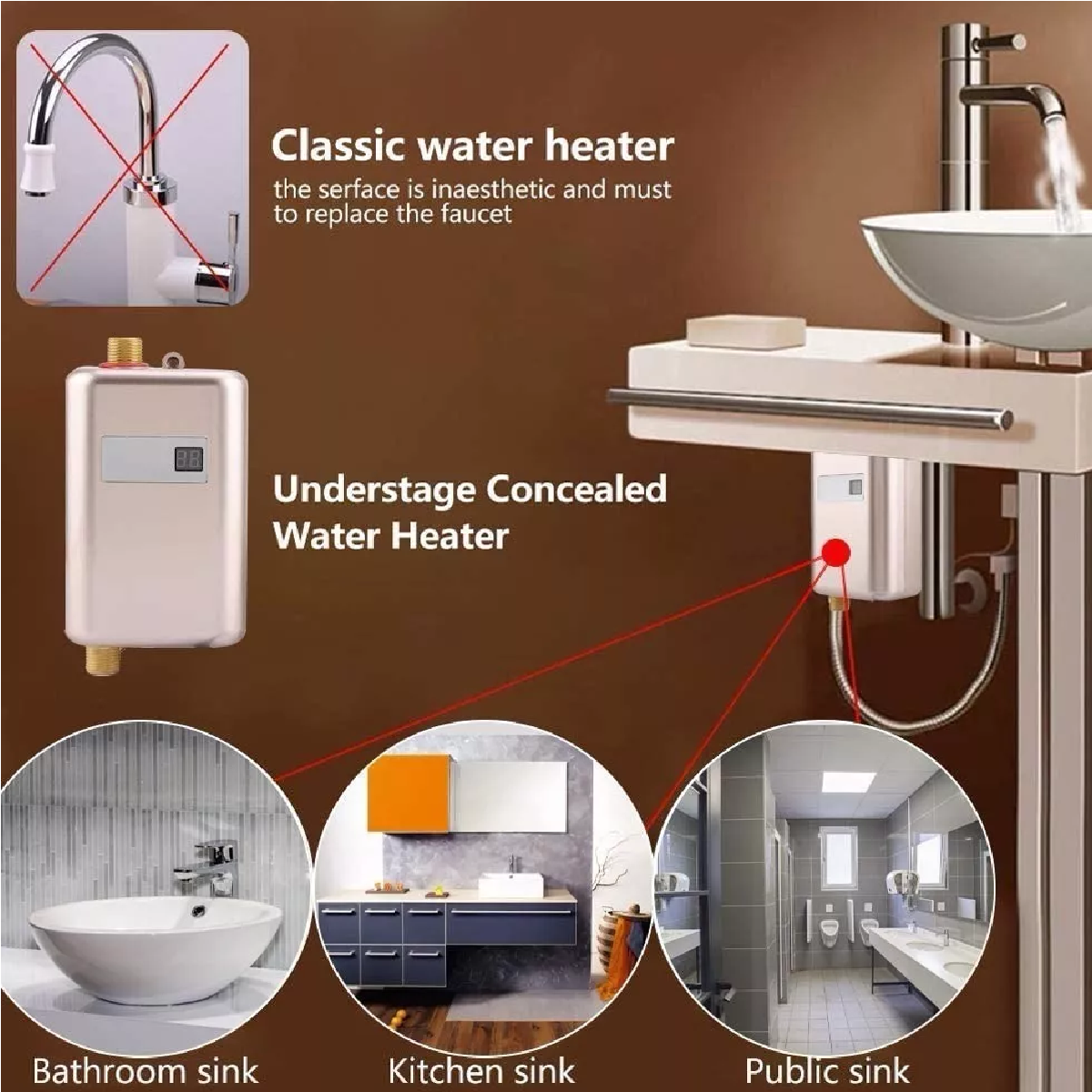 Calentador De Agua Pequeño Y Eléctrico 110v 3000w Sin Tanque