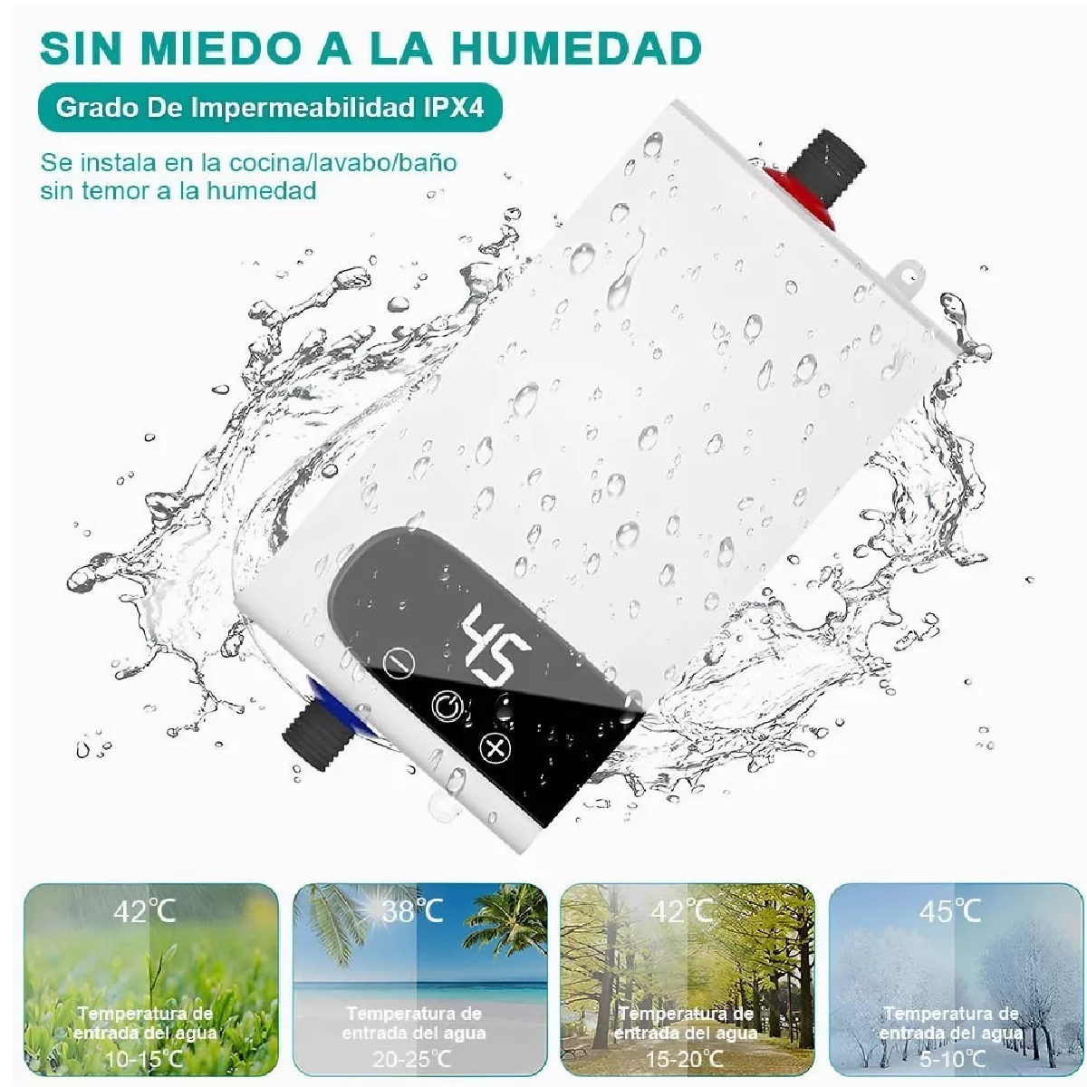 Calentador De Paso Instantaneo, Boiler De Paso Set Con Ducha