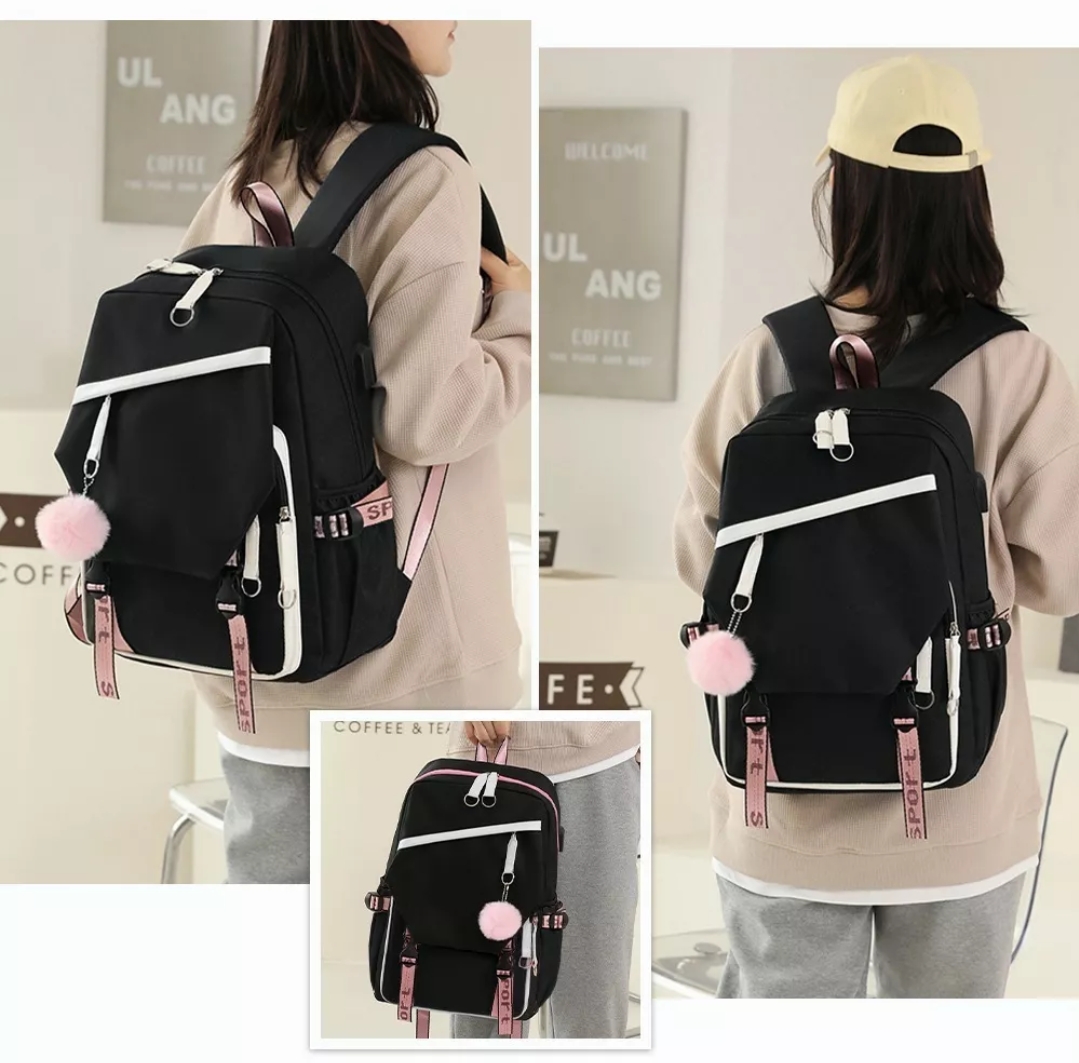 Mochila Kawaii Estilo Coreano Juvenil Moda Con Puerto Usb