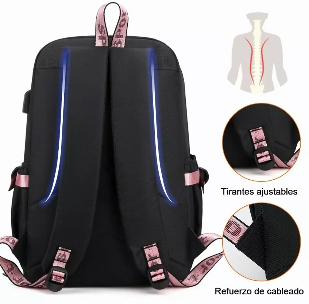 Mochila Kawaii Estilo Coreano Juvenil Moda Con Puerto Usb