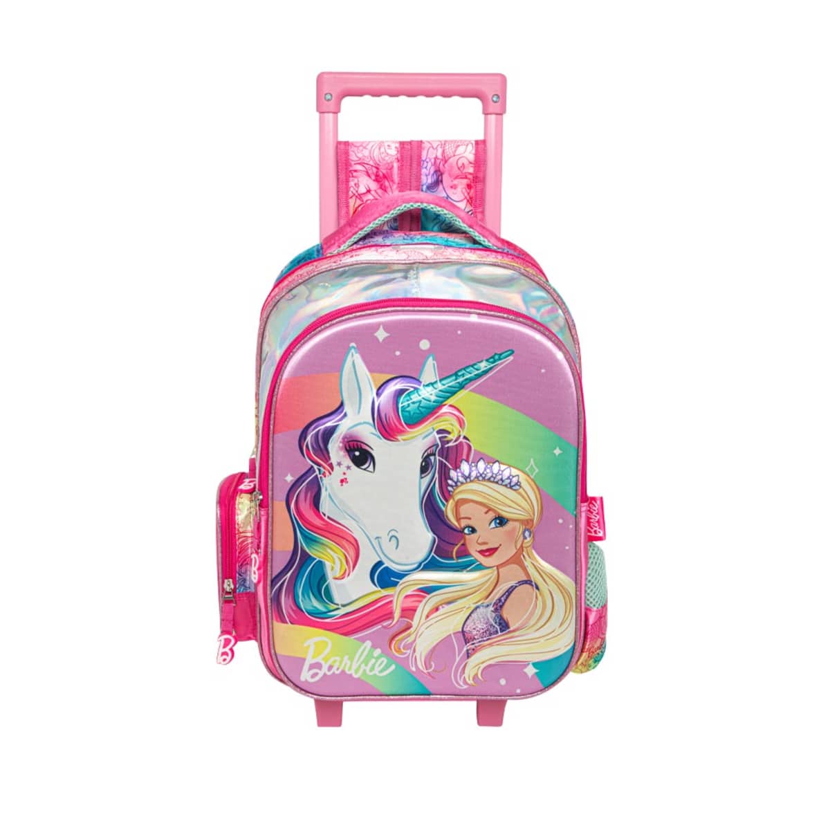 Mochila escolar con rueditas de Barbie para niña, color rosa, mod. 1096036