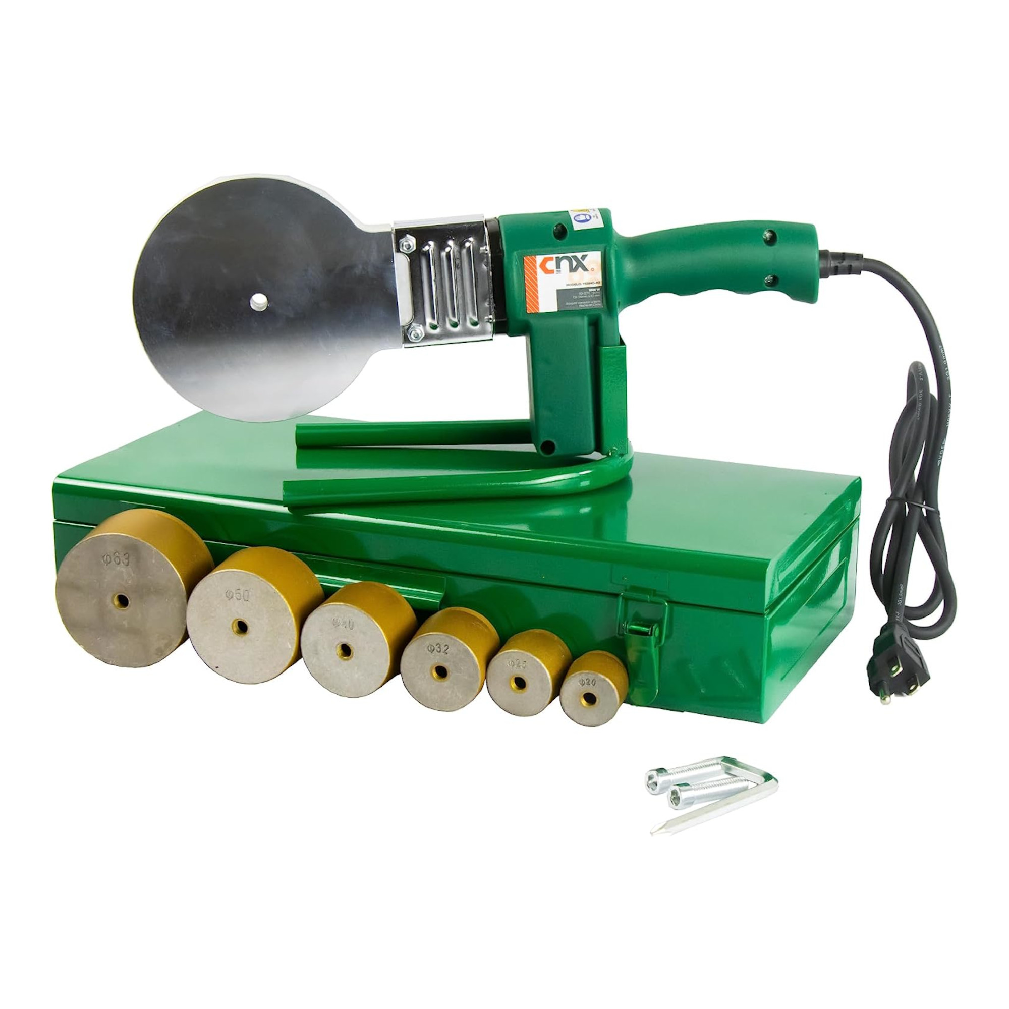 CNX Termofusora 1000W, 110 V, Incluye 6 Dados (Medidas: 20mm, 25mm, 32 mm, 40mm, 50mm y 63mm), Termofusora para PVC, CPVC Y PP-R con Maletín para Fácil Transporte, Incluye Tijeras para Cortar Tubo