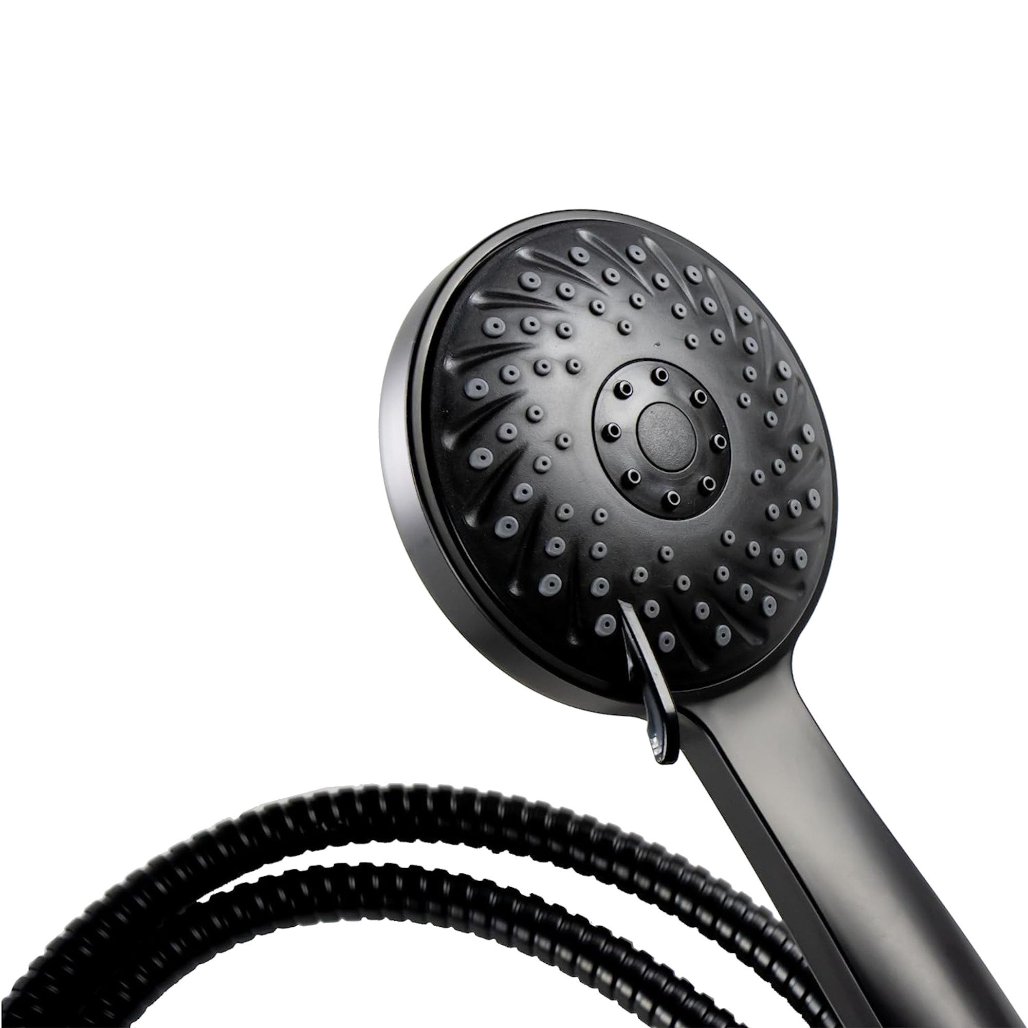 Meer Faucets by CNX - Kit Completo de Regadera y Accesorios para Baño Negro Mate - Incluye Regadera con Cuello, Telefono, Mezcladora, Resumidero, Desviador, Portarollos de Papel y 3 Toalleros