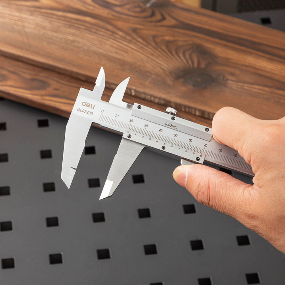 Calibrador Vernier Analógico Deli con Regla de 0-200mm Medición Métrica