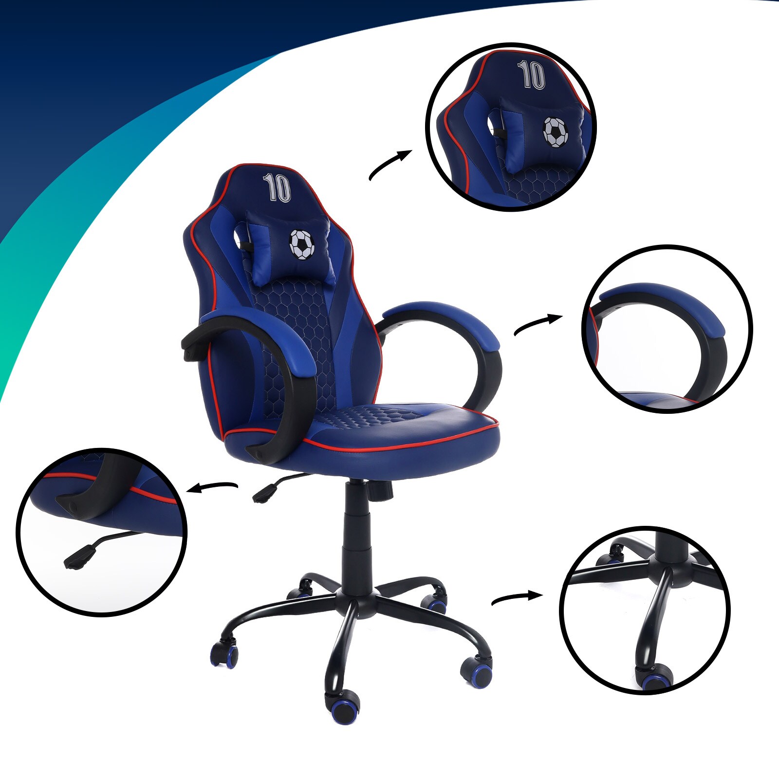 Silla Escritorio Gamer Reclinable Ergonómico Cómoda Diseño FÚTBOL
