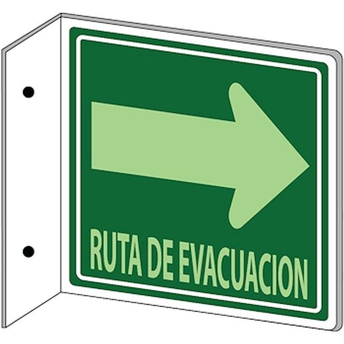 Señalización en Planta Industrial MXSBA-022 20x20cmContra IncendioHidranteAcrílicoFotoluminicente Señalamientos Doble Vista Tipo Bandera