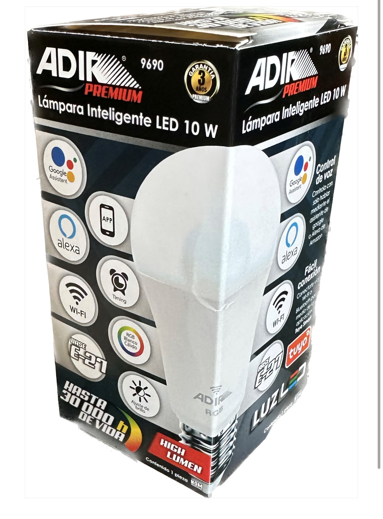 Foco Inteligente Con Siri Alexa Google Home 10w Adir 9690