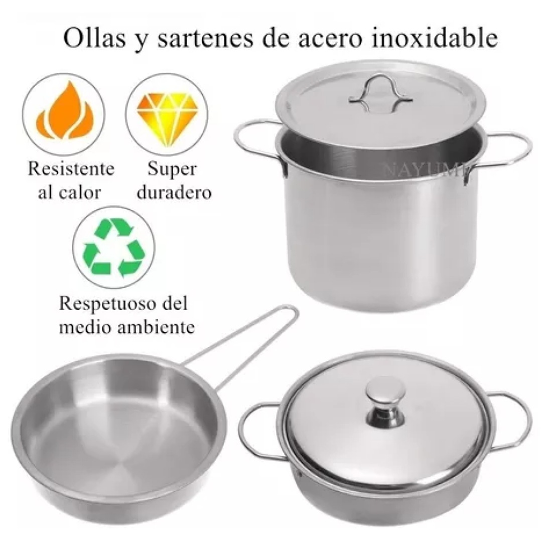 Juguete Utensilios De Cocina Para Niños Con Ollas Y Sartenes