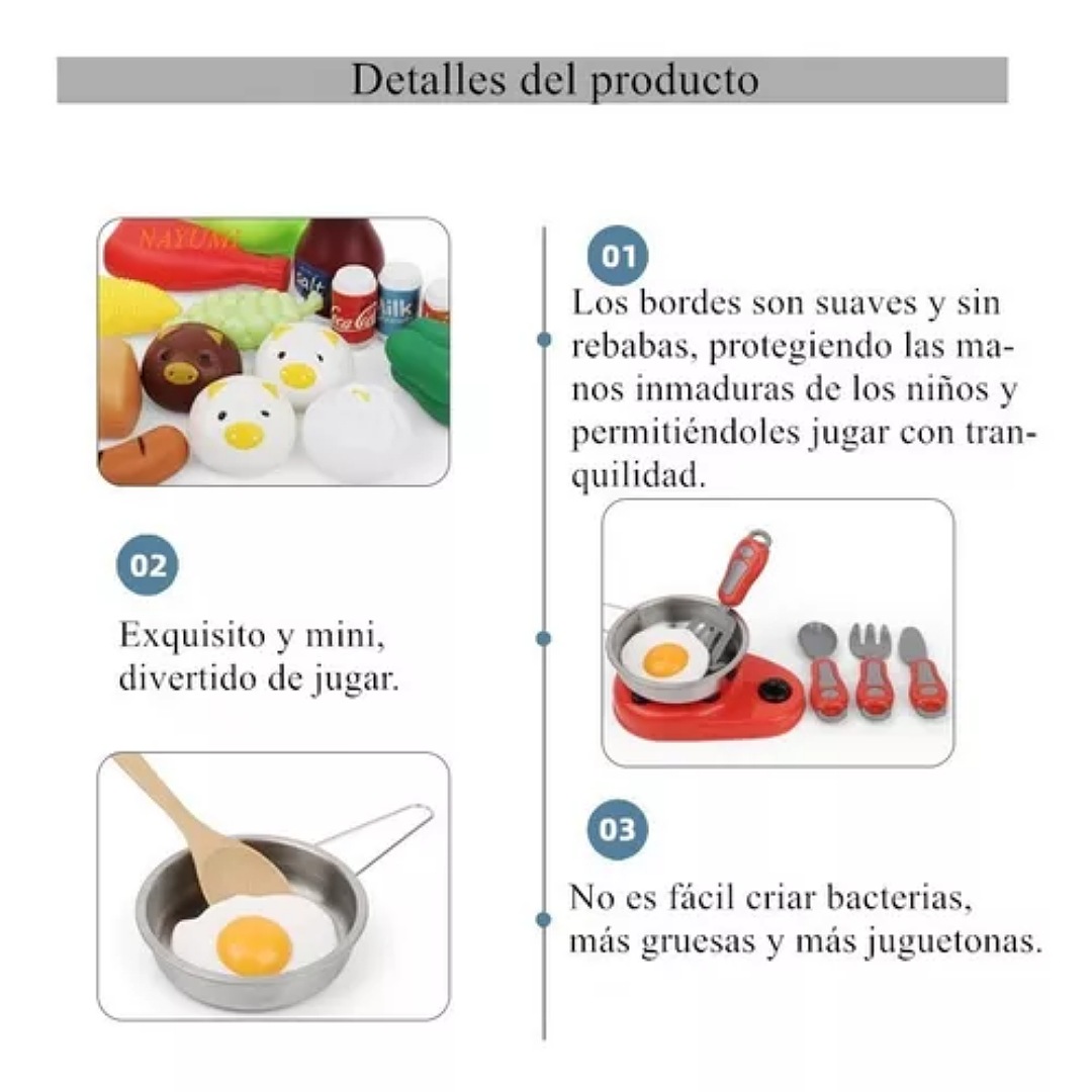 Juego de 35 piezas de accesorios de cocina con utensilios de cocina de  acero inoxidable, utensilios de cocina, delantal, sombrero de chef y comida  de