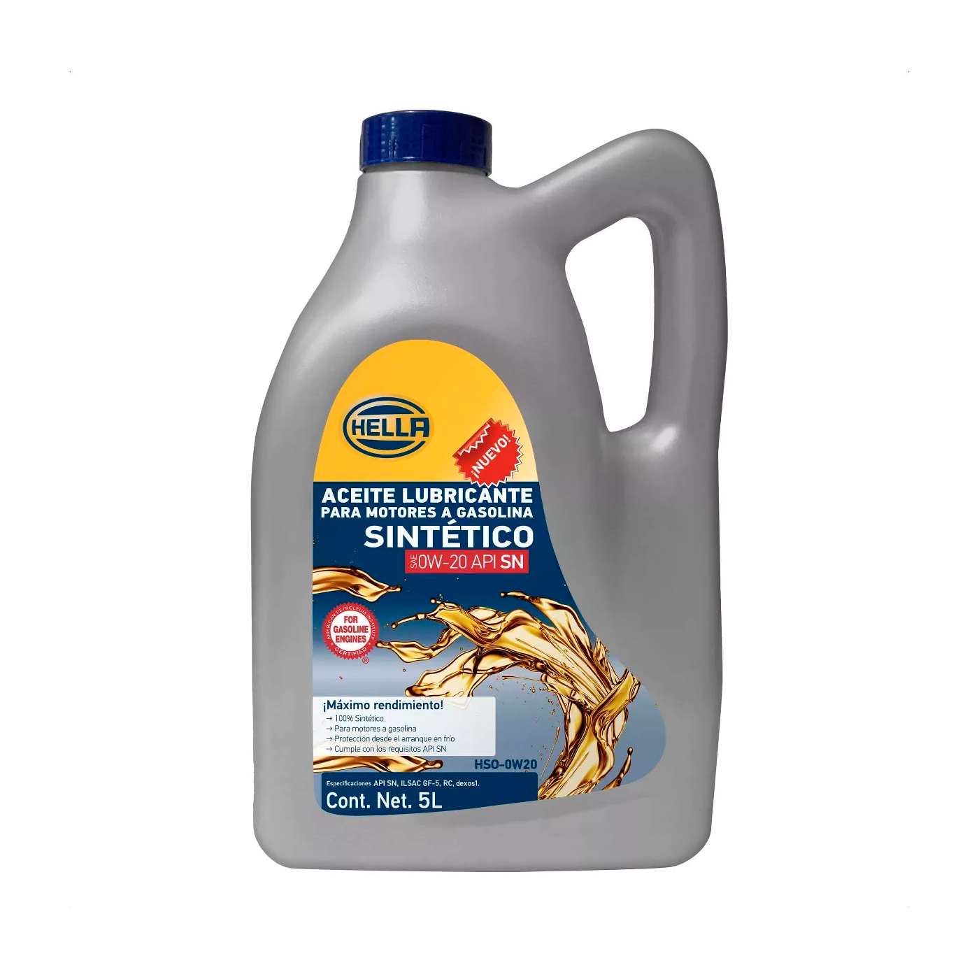 Aceite Sintético 0w20 Garrafa 5 Lts Hella