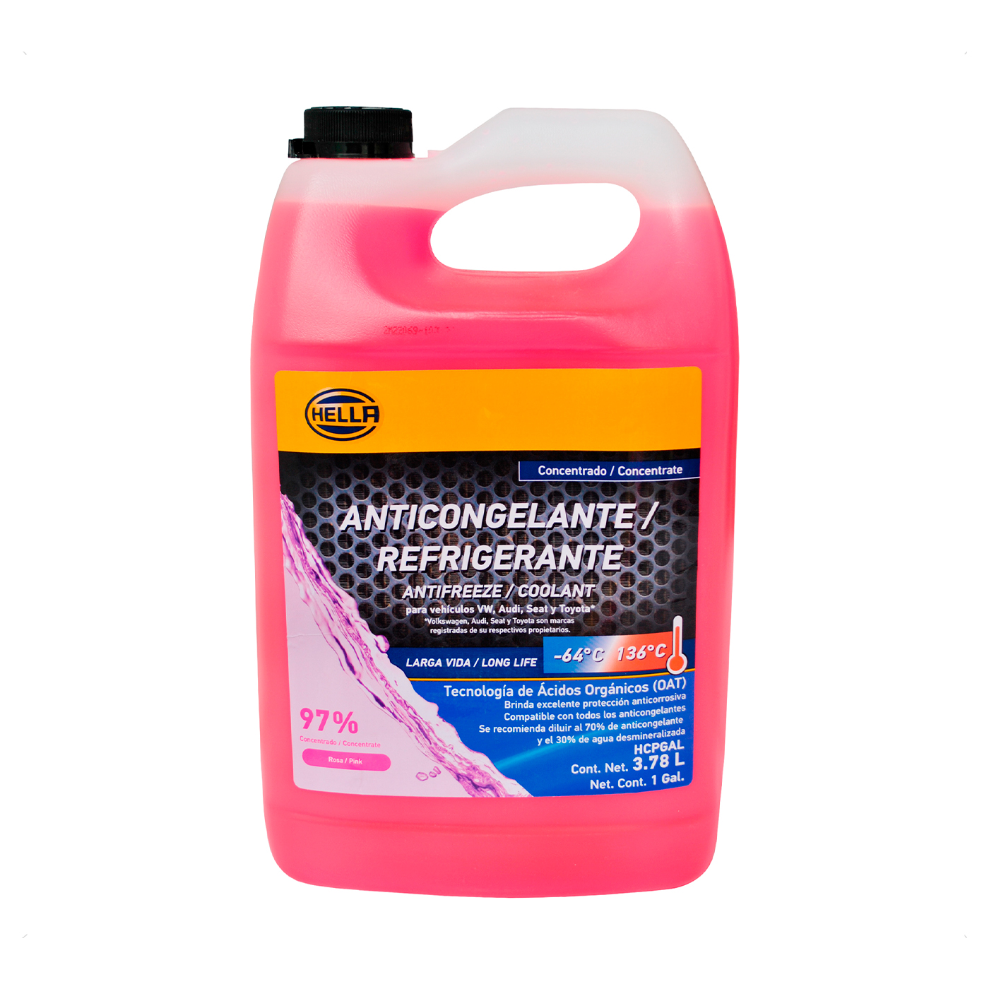 Anticongelante Rosa 1 Galón Concentrado Hella 3.78 Litros