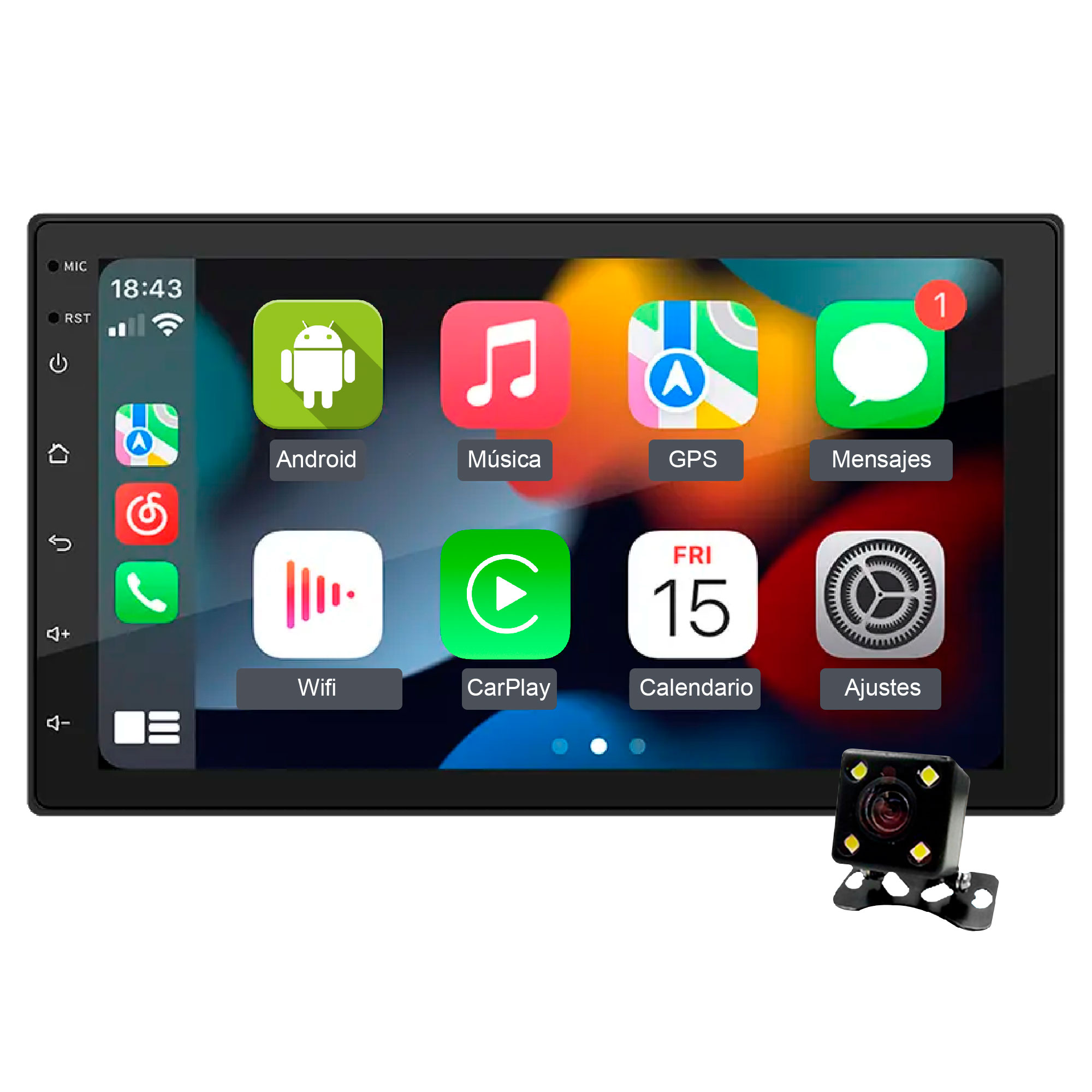 AUTOESTEREO VAK 1269 2 DIN ANDROID GPS WIFI CAR PLAY CAMARA BLUETOOTH.