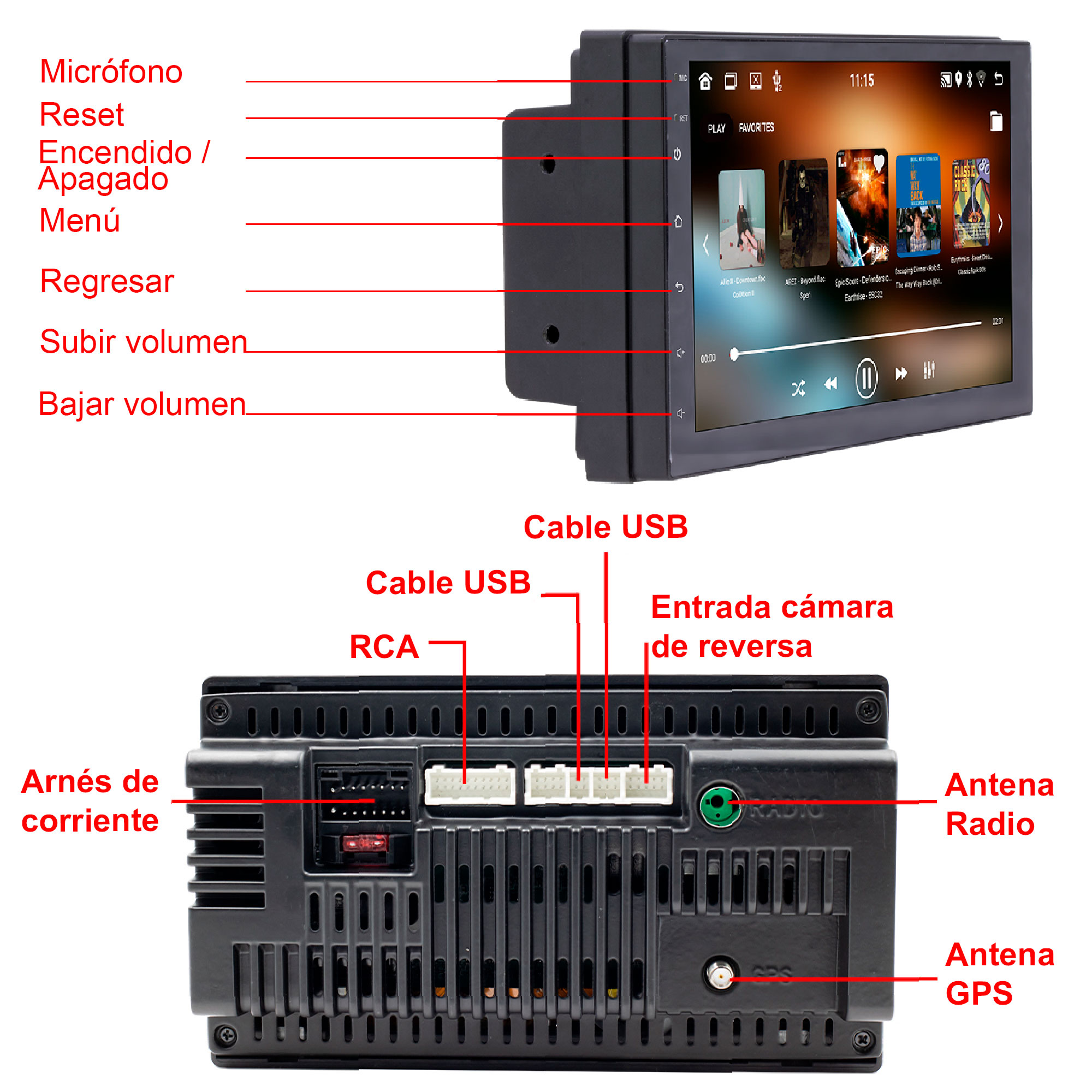 AUTOESTEREO VAK 1269 2 DIN ANDROID GPS WIFI CAR PLAY CAMARA BLUETOOTH.