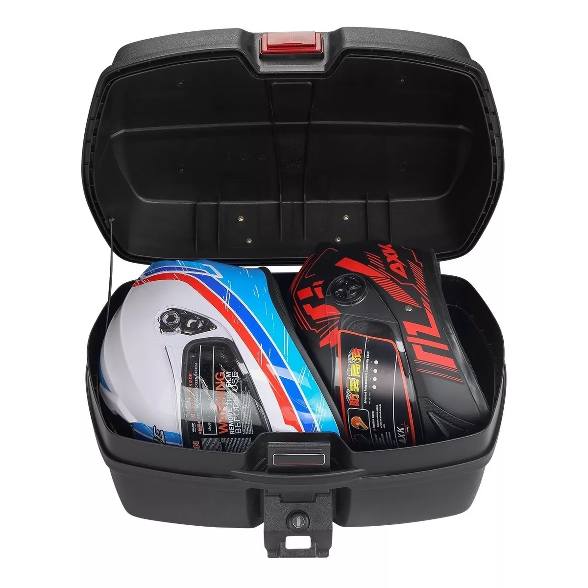 Caja Moto Para 2 Cascos Respaldo Acojinado Baul 45l