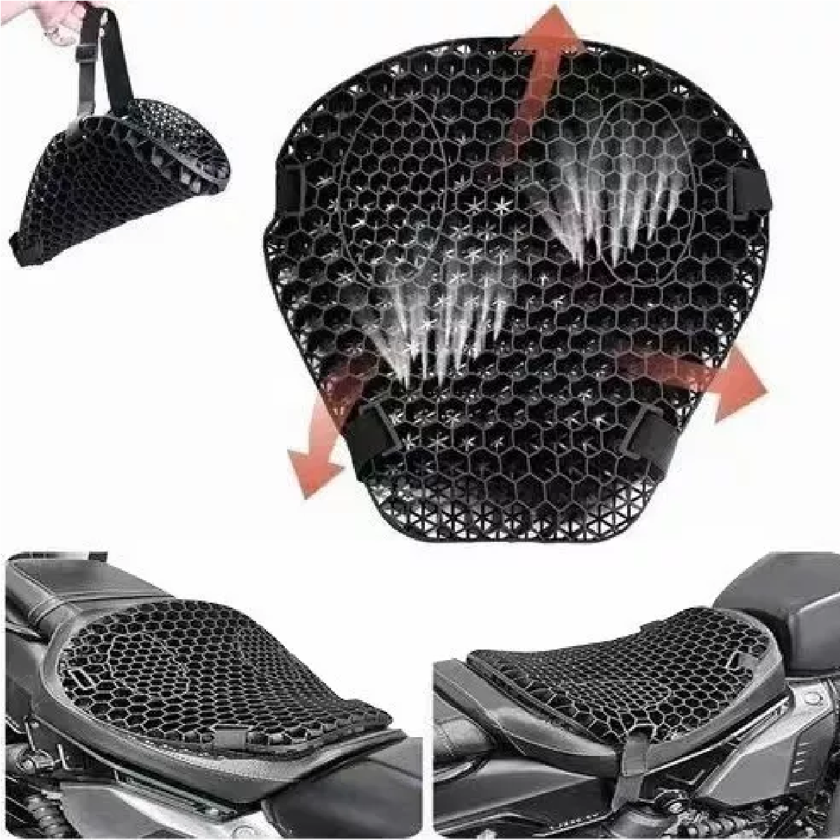 Cojín De Asiento Amortiguador Transpirable Para Moto Termica
