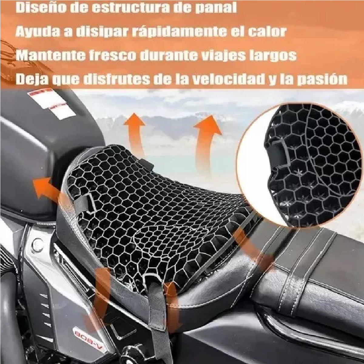 Cojín De Asiento Amortiguador Transpirable Para Moto Termica