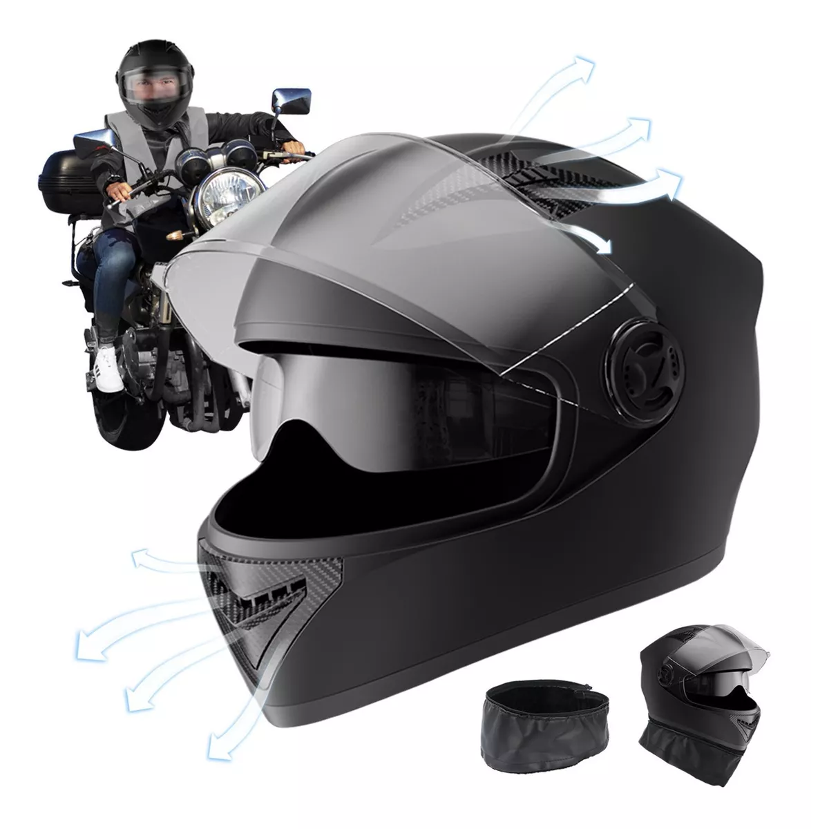 Casco De Moto Antivaho Cálido Y De Seguridad Para Invierno