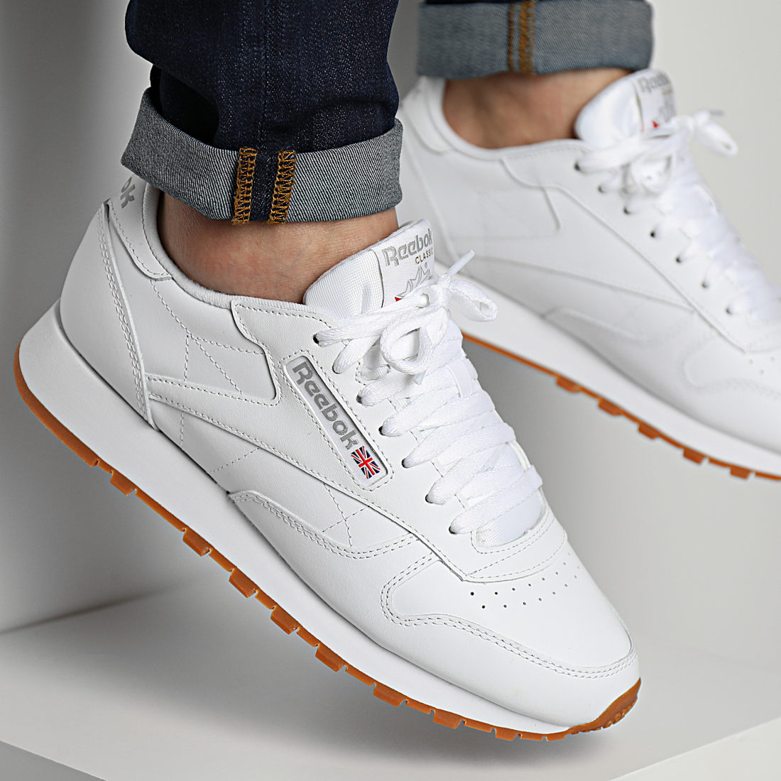 Tenis Reebok Classic Leather Blanco Hombre