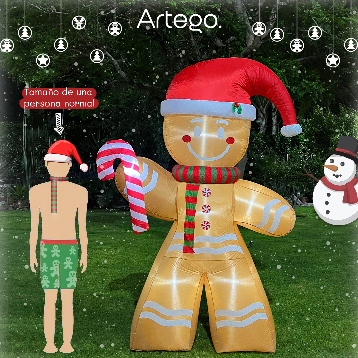 Inflable de Navidad Navideño Galleta Jengibre Gingy Gingerbread - 2.5m