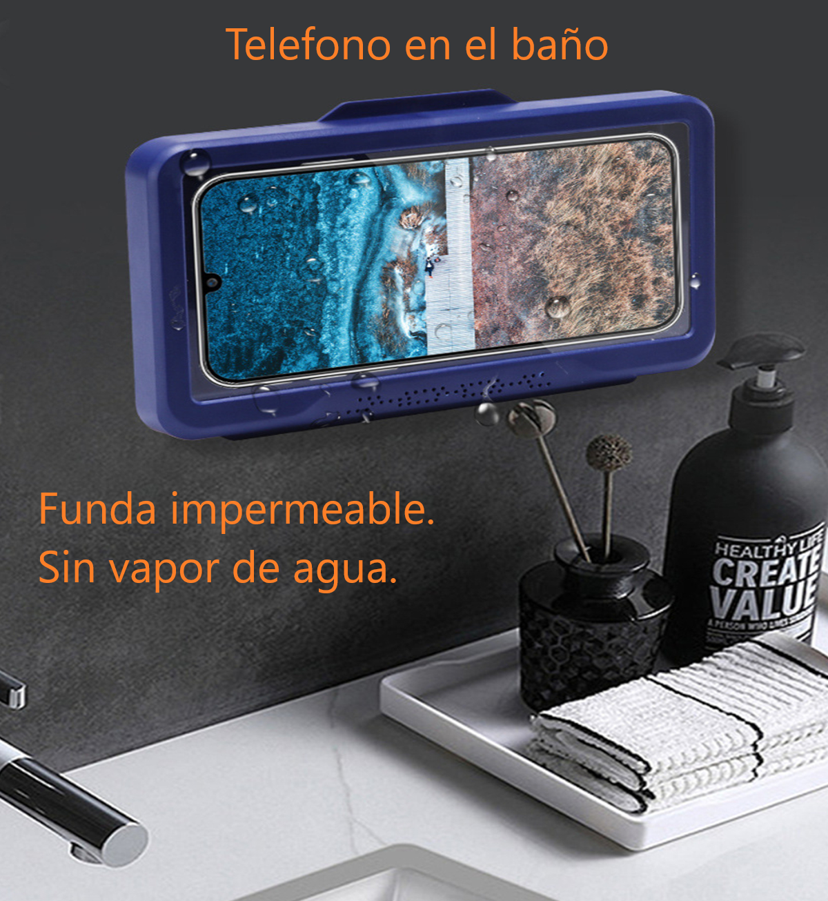 Soporte Porta Celular Pared Bano Cocina Impermeable