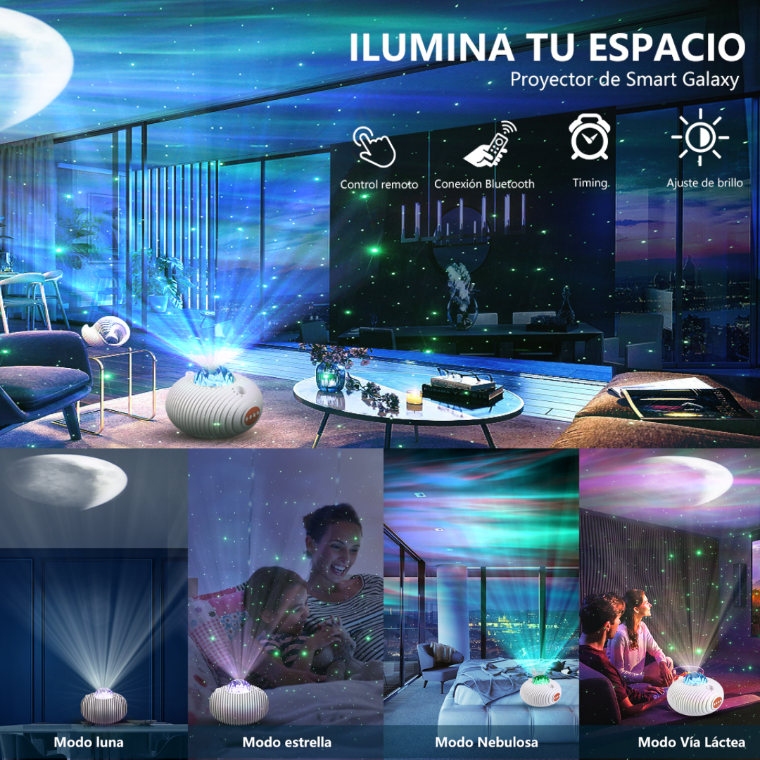 Proyector de Estrellas y Luna Dosyu DY-OVNI-SKY-1 color Blanco con Sonido Ambiental