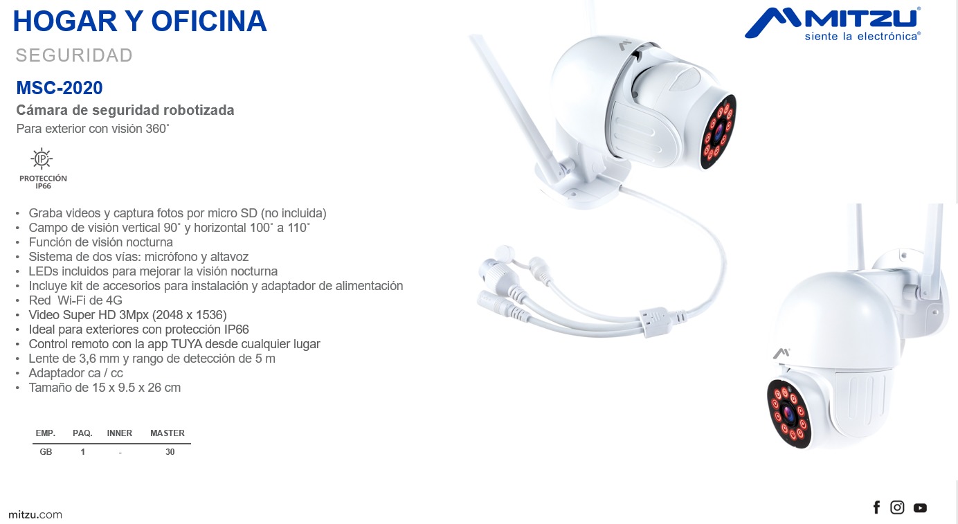 Cámara Seguridad WiFi Exterior Robotizada con memoria 128GB.