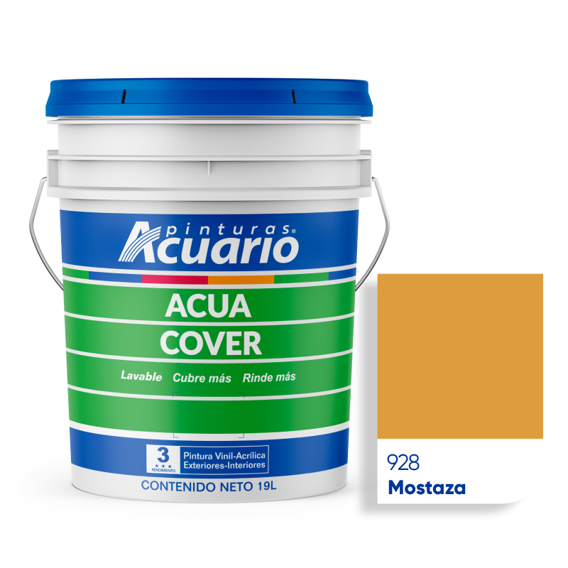 Pintura Vinílica Lavable Acuario Acua Cover 3 Años 19 Litros Mostaza